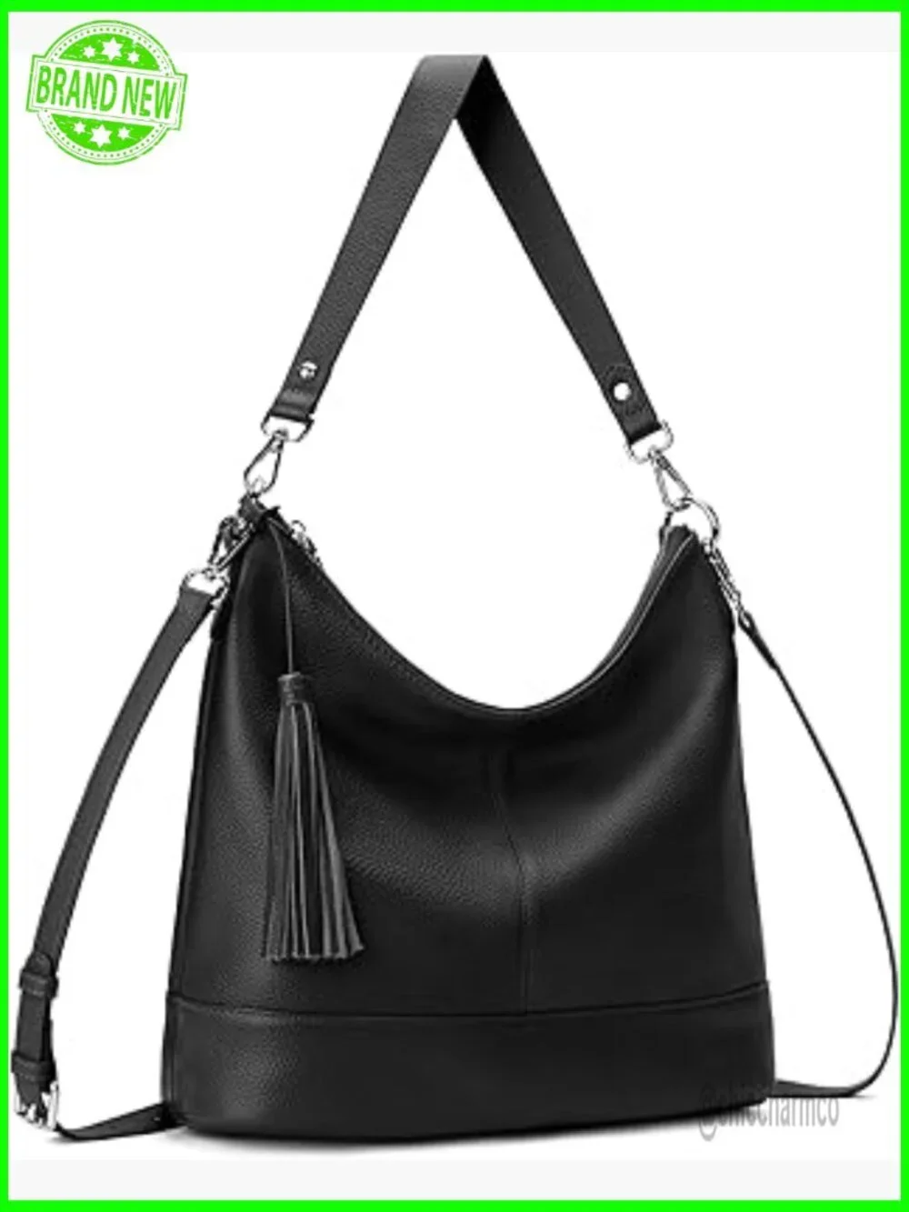 Genuine Leather Hobo Crossbody Bag with Removable Straps, 11L Capacity